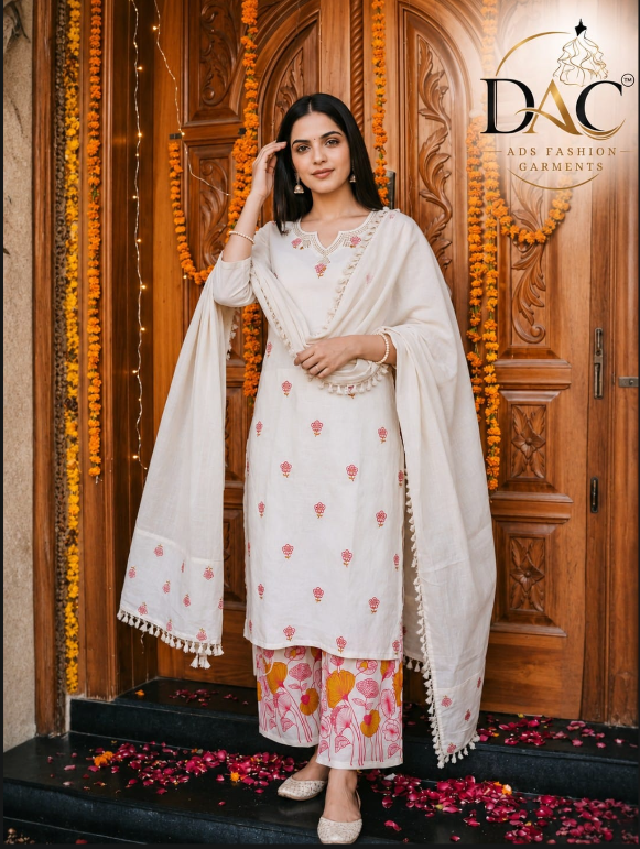 DAC Embroidered 3-Piece Kurta Set