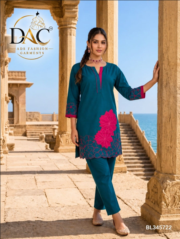 DAC Embroidered Floral Co-Ord Set