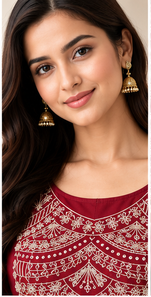 DAC Premium Maroon Embroidered Anarkali Suit Set with Dupatta