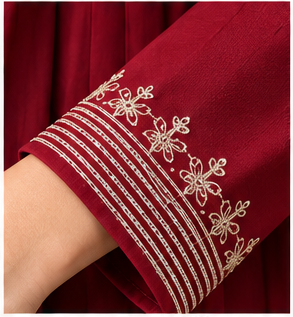 DAC Premium Maroon Embroidered Anarkali Suit Set with Dupatta